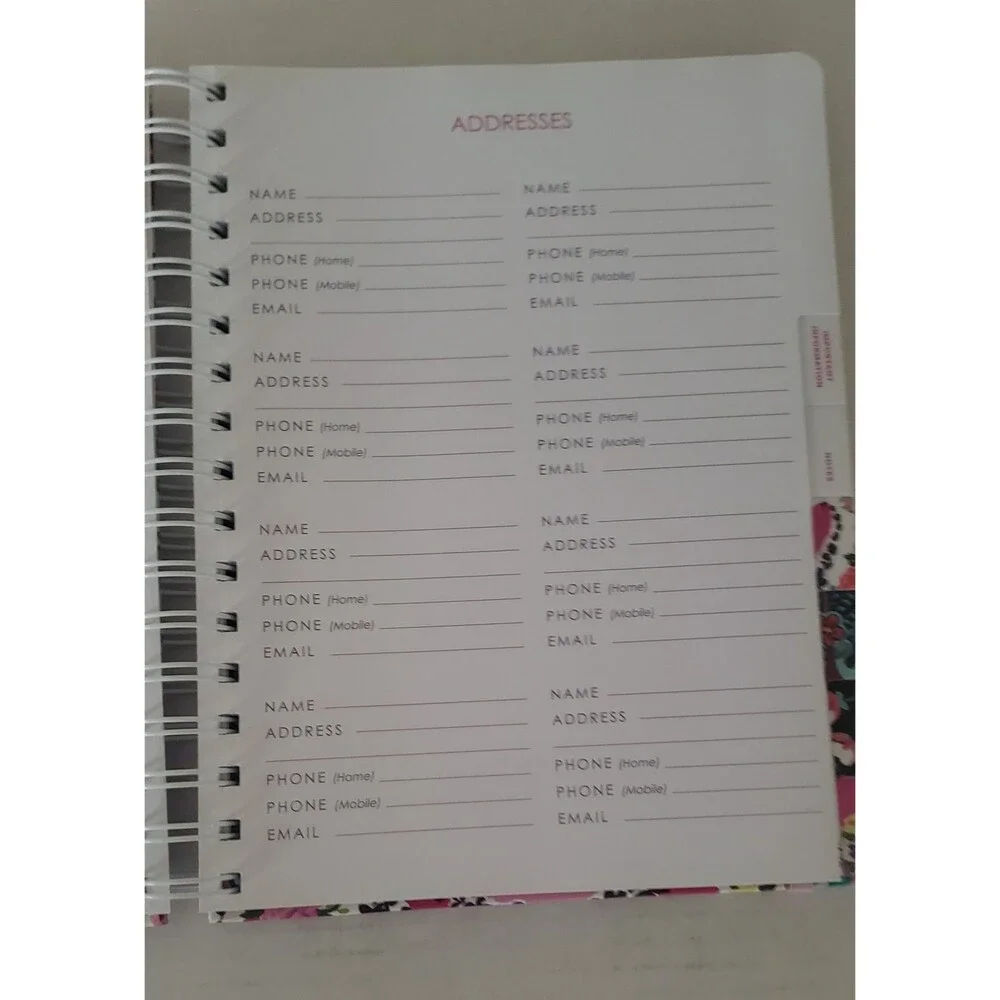 VERA BRADLEY Undated 12 Month Planner Wildflower Paisley Fuchsia Stickers Pink